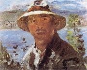 Lovis Corinth Self Portrait with Straw Hat Spain oil painting artist